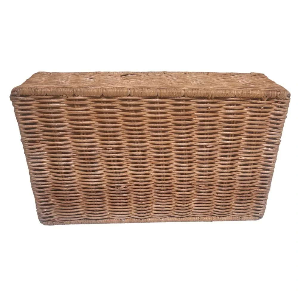Woven Wicker Wall Hanging Mail Organizer 3 Tier Tiered Desk Sorter Boho Brown